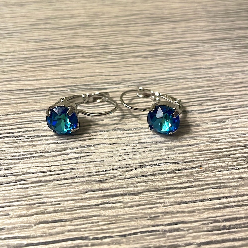 Sterling Silver Swarovski Turquoise Jewelry Set. Anklet, Earrings, Ring - Picture 13 of 14